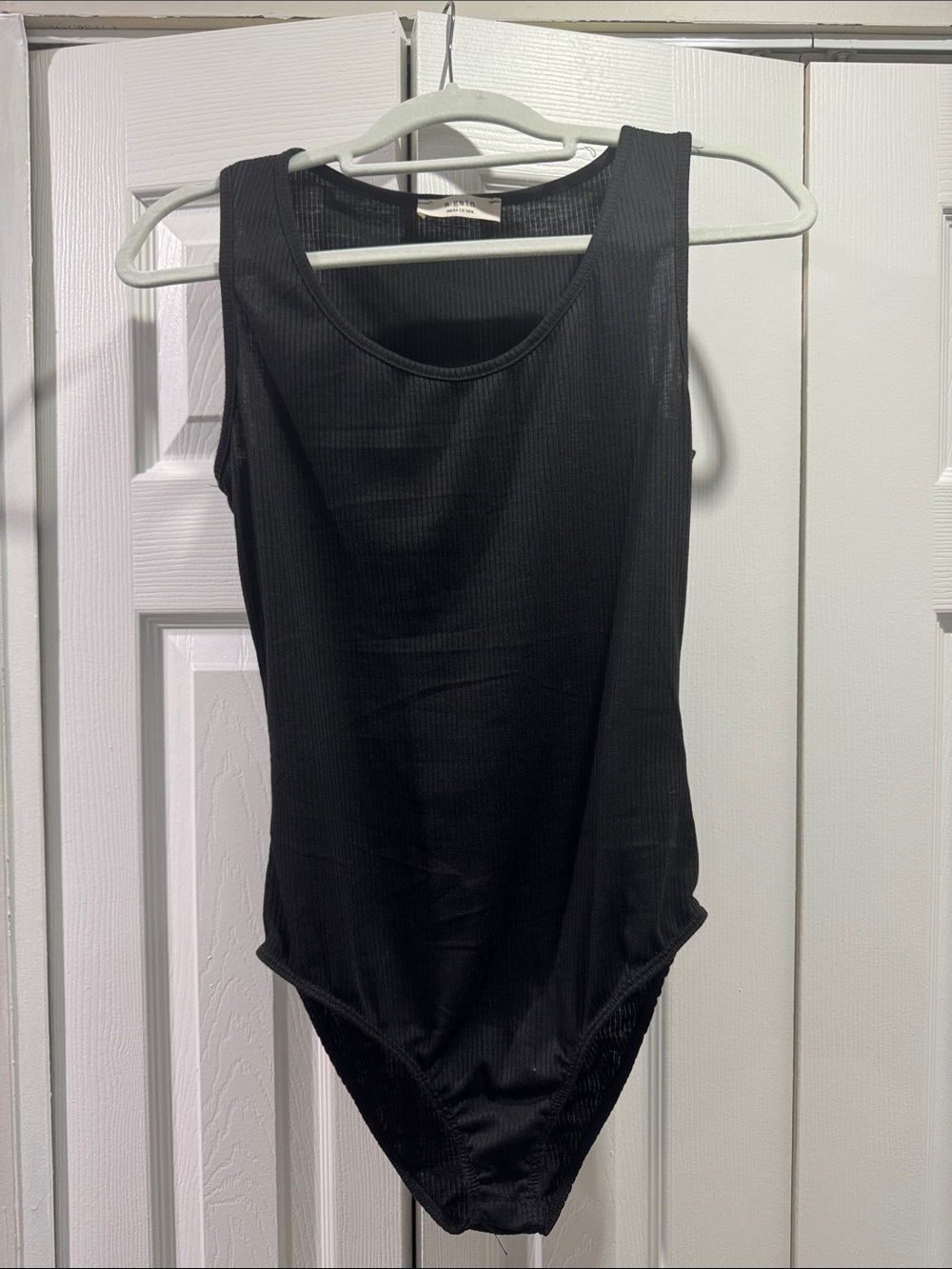 Ribbed Black Sleeveless Bodysuit